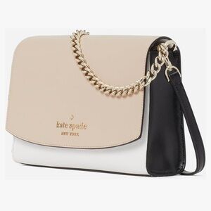 Kate Spade Cream and Black Crossbody Bag with Gold Chain